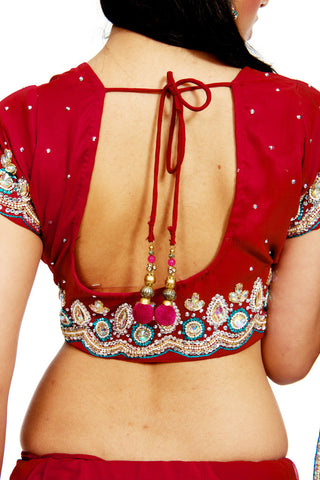 Image Title Diamonds Pink Ready-made Pre-Stitched Saree