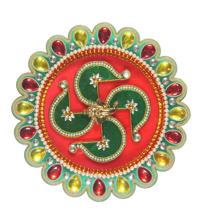 Hand-Crafted Puja Thali / Raksha Bandhan Thali Rakhi Thali with Rakhi - 3