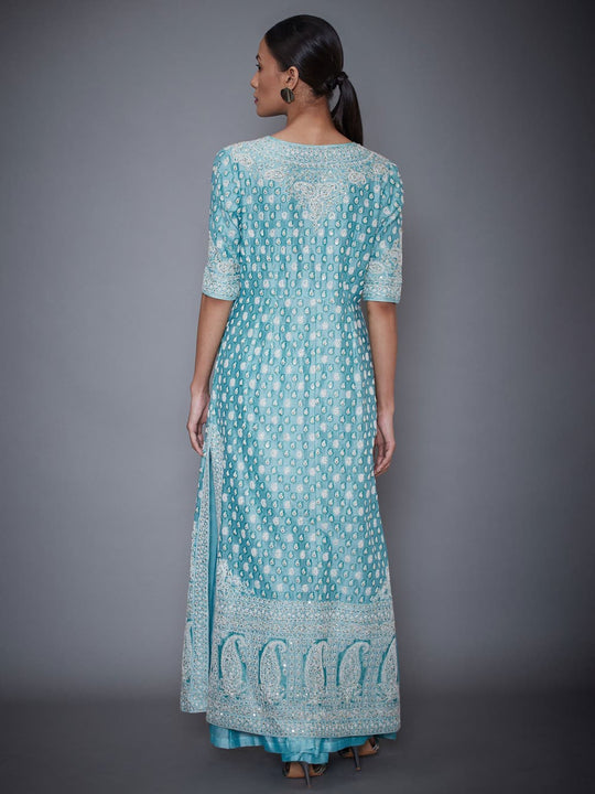 RI-Ritu-Kumar-Aquamarine-Embroidered-Kurta-With-Dupatta-And-Palazzo-Back