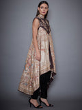 Image Title RI-Ritu-Kumar-Beige-And-Burgundy-Embroidered-Kurti-With-Dhoti-Trousers-Side-View2