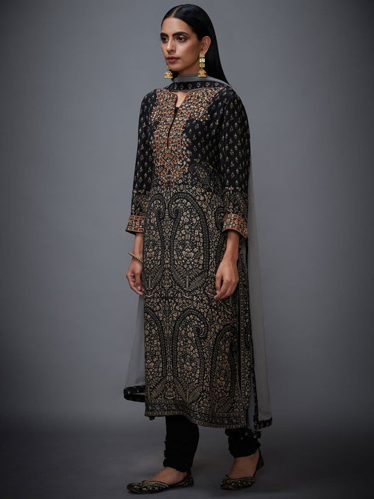 RI-Ritu-Kumar-Black-And-Beige-Embroidered-Suit-Set-Side-View1