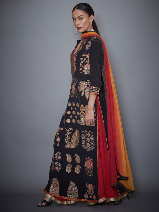 RI-Ritu-Kumar-Black-And-Burgundy-Embroidered-Suit-Set-Side-View1