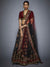 RI Ritu Kumar Black & Burgundy Floral Lehenga Set