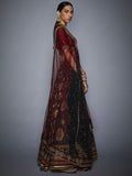 RI-Ritu-Kumar-Black-And-Burgundy-Floral-Lehenga-Set-Side-View2