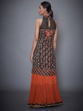 RI-Ritu-Kumar-Black-And-Rust-Embroidered-Kurti-With-Dupatta-And-Skirt-Back