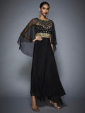 RI-Ritu-Kumar-Black-Embroidered-Draped-Gown-Side-View2