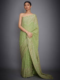 RI-Ritu-Kumar-Lime-Green-Embroidered-Silk-Saree-With-Unstitched-Blouse-Complete-View