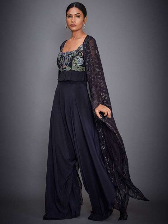 RI-Ritu-Kumar-Navy-Blue-Embroidered-Top-With-Trousers-Side-View2
