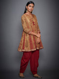 RI-Ritu-Kumar-Ochre-And-Red-Embroidered-Ensemble-Side-View2