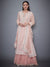 RI Ritu Kumar Pastel Pink Chikankari Kurti With Skirt & Dupatta