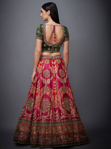 Image Title RI-Ritu-Kumar-Pink-And-Purple-Embroidered-Lehenga-Set-Back