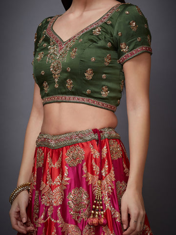 Image Title RI-Ritu-Kumar-Pink-And-Purple-Embroidered-Lehenga-Set-Closeup