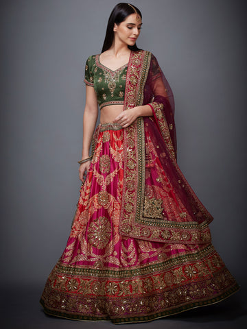 Image Title RI-Ritu-Kumar-Pink-And-Purple-Embroidered-Lehenga-Set-Complete-View