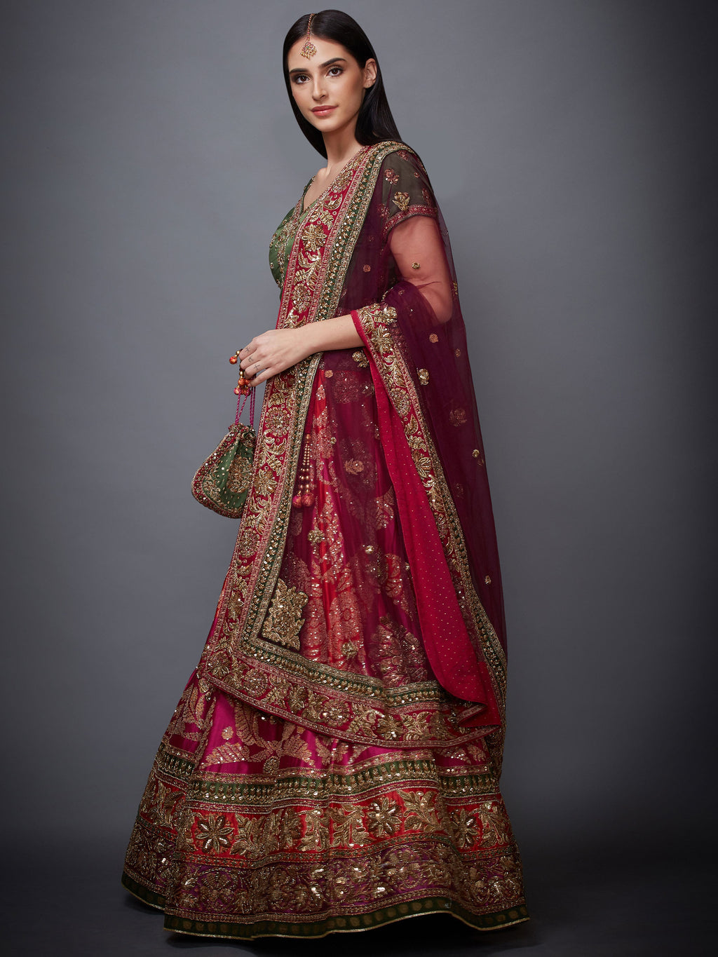 Image Title RI-Ritu-Kumar-Pink-And-Purple-Embroidered-Lehenga-Set-Side-View1