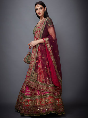 Image Title RI-Ritu-Kumar-Pink-And-Purple-Embroidered-Lehenga-Set-Side-View1