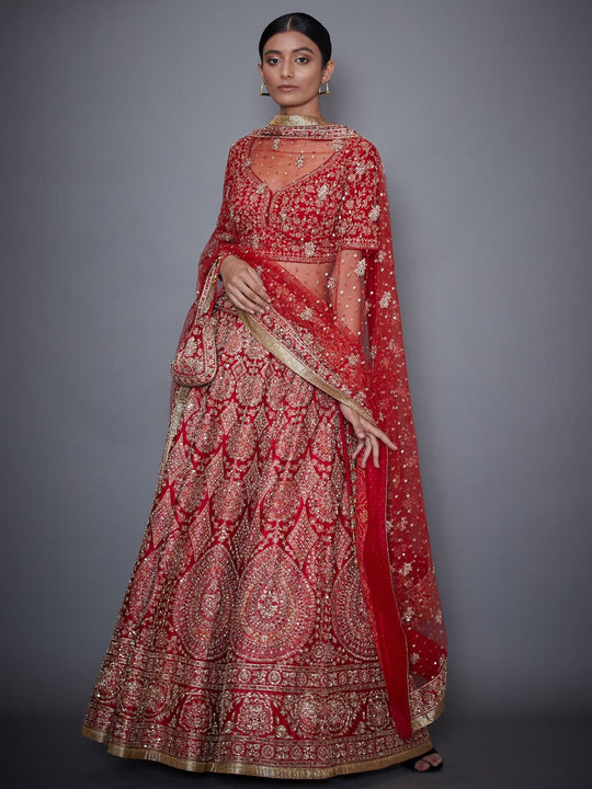 RI-Ritu-Kumar-Red-And-Gold-Hand-Embroidered-Lehanga-Set-Complete-View