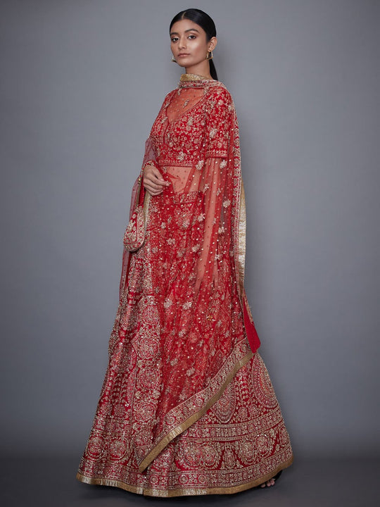 RI-Ritu-Kumar-Red-And-Gold-Hand-Embroidered-Lehanga-Set-Side-View1