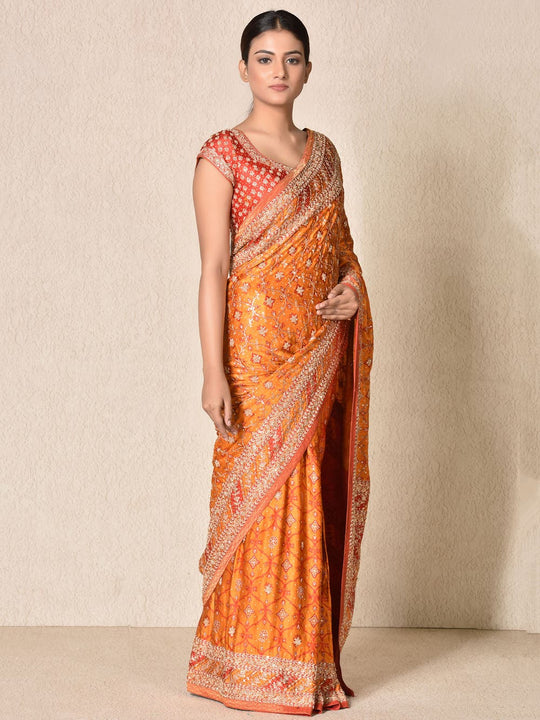 RI-Ritu-Kumar-Red-And-Orange-Geometric-Embroidered-Satin-Saree-with-Unstitched-Blouse-Side-View1