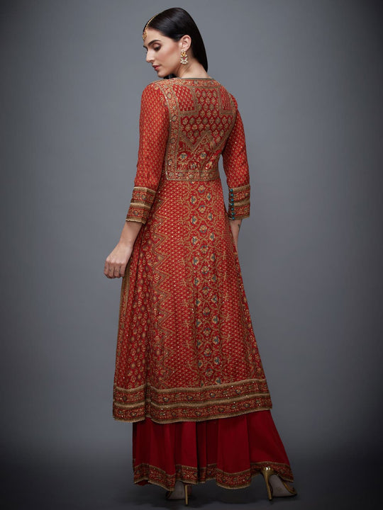 RI-Ritu-Kumar-Rust-And-Beige-Ari-Embroidered-Suit-Set-Back