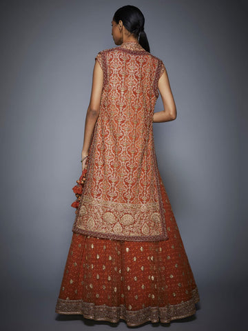 Image Title RI-Ritu-Kumar-Rust-And-Gold-Bridal-Jacket-Back