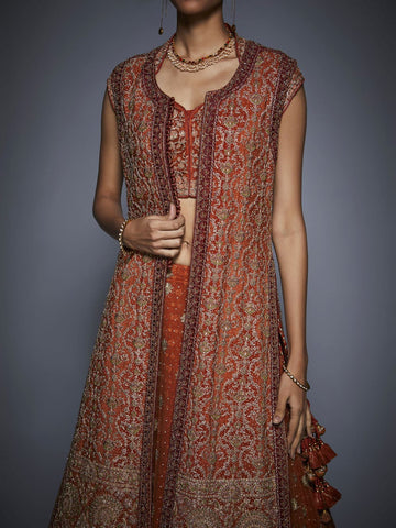 Image Title RI-Ritu-Kumar-Rust-And-Gold-Bridal-Jacket-Closeup