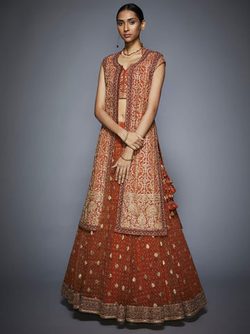 Image Title RI-Ritu-Kumar-Rust-And-Gold-Bridal-Jacket-Complete-View
