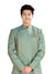 Asymmetrical Firozi Silk Indian Wedding Indo-Western Sherwani for Men -RK1202