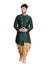 Polished Bottle Green And Gold Silk Indian Wedding Sherwani For Men