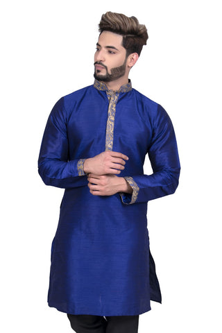 Image Title Royal Blue Indian Silk Kurta Set for Men