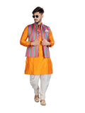 Image Title Indian Traditional Marvelous Marigold Kurta Set With Multicolored Nehru Jacket - RK4236