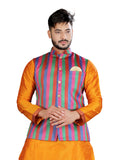 Image Title Indian Traditional Marvelous Marigold Kurta Set With Multicolored Nehru Jacket - RK4236