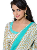 Image Title Elegant Hand Painted Mint Colored Exclusive Saree D-218