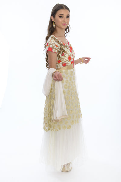 Sensual & Modern White and Gold Anarkali Gown Saris and Things Sensual & Modern White and Gold Anarkali Gown Saris and Things