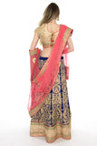 Magnificent Royal Blue Gold and Pink Indian Wedding Lehenga-SNT11127