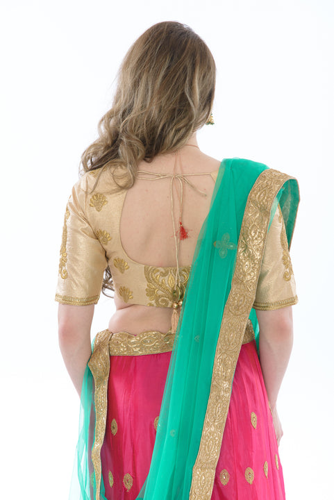 Divine Hot Pink and Green Lehenga-SNT11107