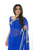 Stunning Midnight Beauty Royal Blue Pre-Stitched Sari