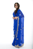 Stunning Midnight Beauty Royal Blue Pre-Stitched Sari