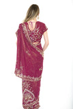 Graceful Wine Colored Pre-Stitched Ready-made Sari