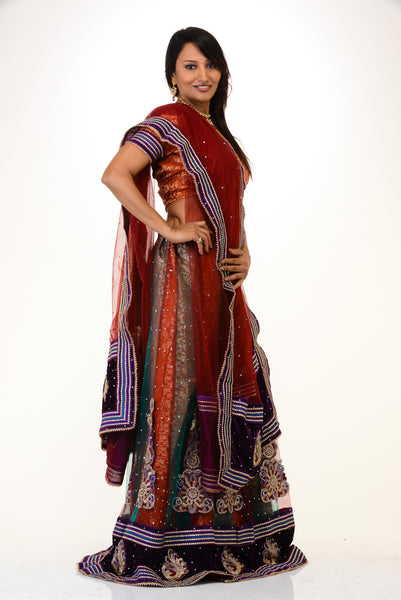 Trendy Orange Blue Lehenga Choli SNT11140 Saris and Things