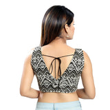 Image Title Ravishing Black Designer Indian V-Neckline Sleeveless Saree Blouse Choli (X-1034NS-Black)