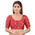 Gorgeous Red Designer Indian Traditional Bandhani Round-Neck Elbow length Saree Blouse Choli (X-977ELB-Red)