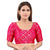 Gorgeous Tomato-Pink Designer Indian Traditional Bandhani Round-Neck Elbow length Saree Blouse Choli (X-977ELB-Tomato-Pink)