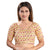 Ethnic Light-Gold Designer Indian Traditional Mirror Work V-Neckline Saree Blouse Choli (X-996ELB-Light-Gold)