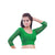 Designer Green Non-Padded Lycra Stretchable Elbow Sleeves Saree Blouse Crop Top (A-12-Green)
