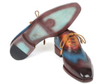 Paul Parkman Three Tone Wingtip Oxfords Bordeaux & Blue & Camel Shoes (ID#AL3249TU) Size 6.5-7 D(M) US