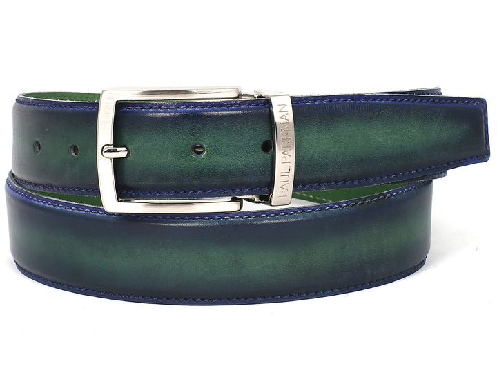 PAUL PARKMAN Men's Leather Belt Dual Tone Blue & Green (ID#B01-BLU-GRN) (L)