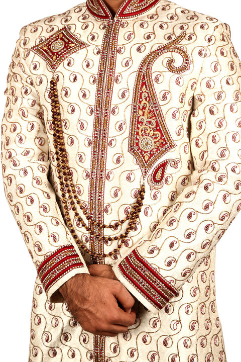 Royal Indian Wedding White Sherwani For Men