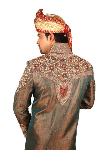Image Title Remarkable Royal Indian Wedding Dark Olive Sherwani For Men