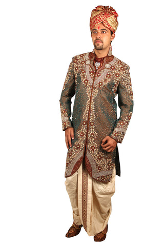 Image Title Remarkable Royal Indian Wedding Dark Olive Sherwani For Men