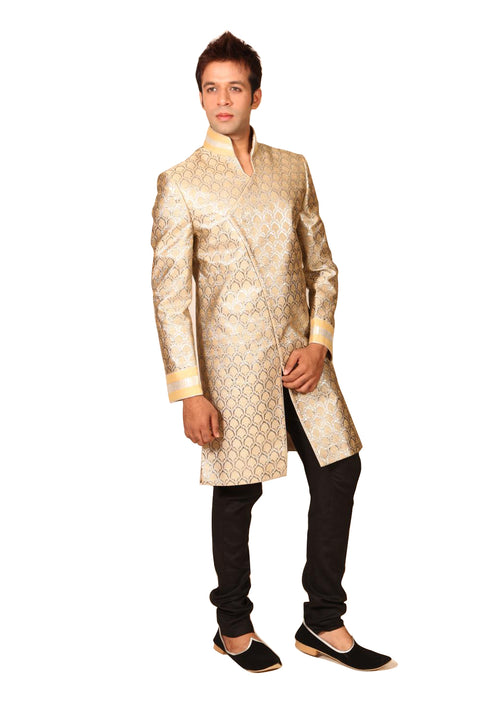 Gold With Silver Indowestern Sherwani for Men